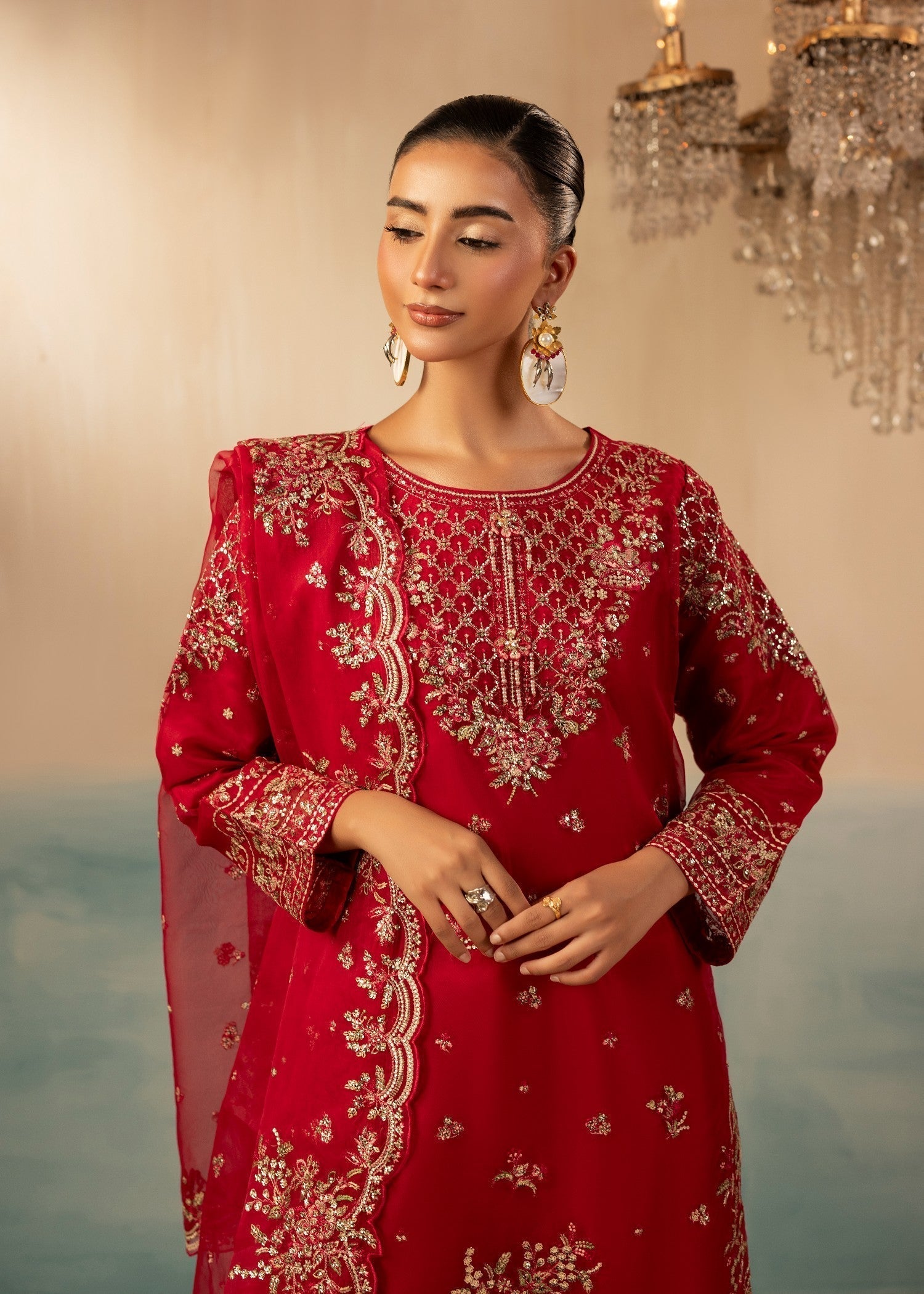 Shop Hot Pink Embroidered Raw Silk Farshi Shalwar Online in Dubai DXB UAE Abudhabi Meena Bazaar