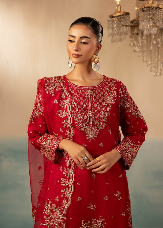 Shop Hot Pink Embroidered Raw Silk Farshi Shalwar Online in Dubai DXB UAE Abudhabi Meena Bazaar