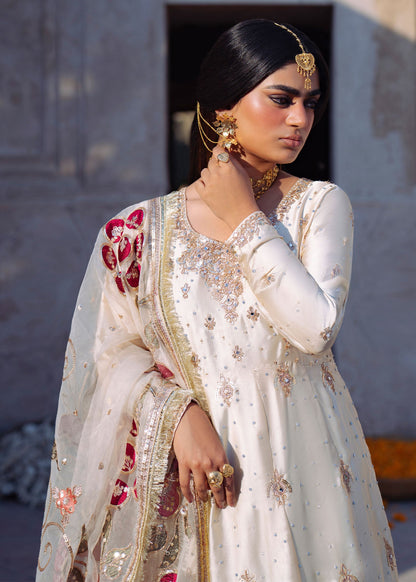 Shop Ivory Charmuse Maxi Pakistani Wedding Outfit Online in Dubai DXB UAE Abudhabi Meena Bazaar