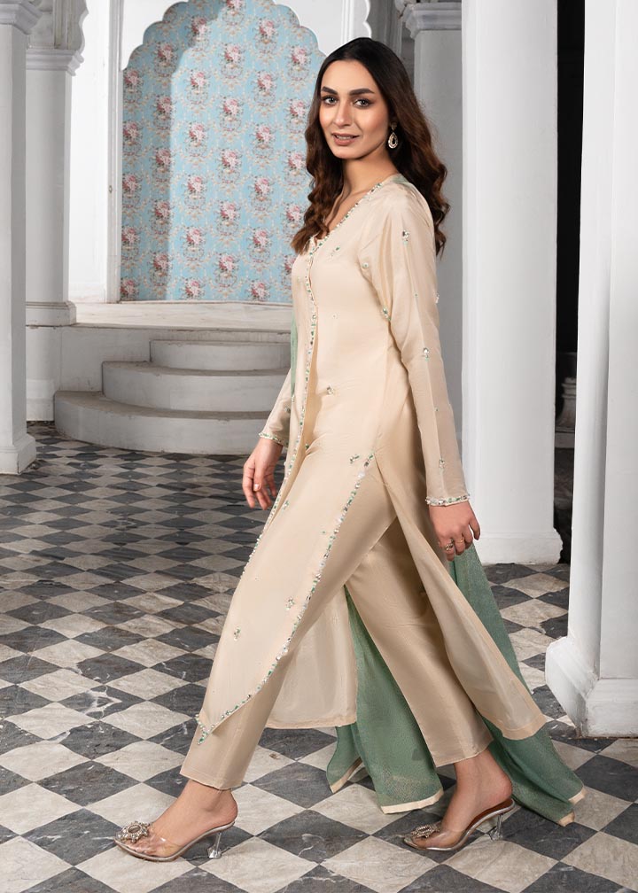 Shop Ivory Embellished Angrakha Suit Online in Dubai DXB UAE Abudhabi Meena Bazaar