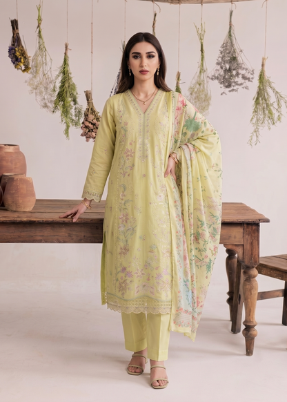 Shop Lemon Lawn Embroidered Suit Online in Dubai DXB UAE Abudhabi Meena Bazaar