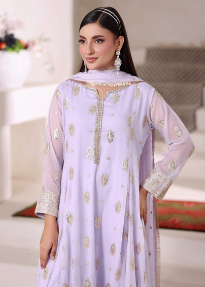Shop Lilac Flared Pishwas Chiffon Dress Online in Dubai DXB UAE Abudhabi Meena Bazaar