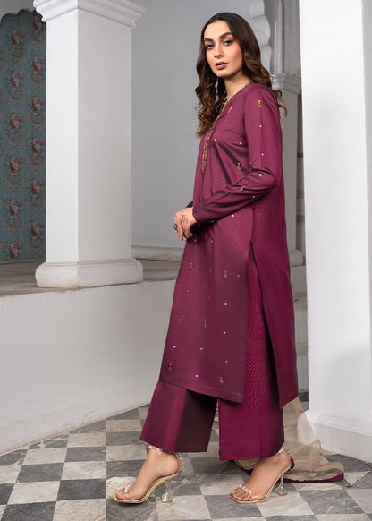 Shop Maroon Handcrafted Kattan Silk 3 Piece Suit Online in Dubai DXB UAE Abudhabi Meena Bazaar