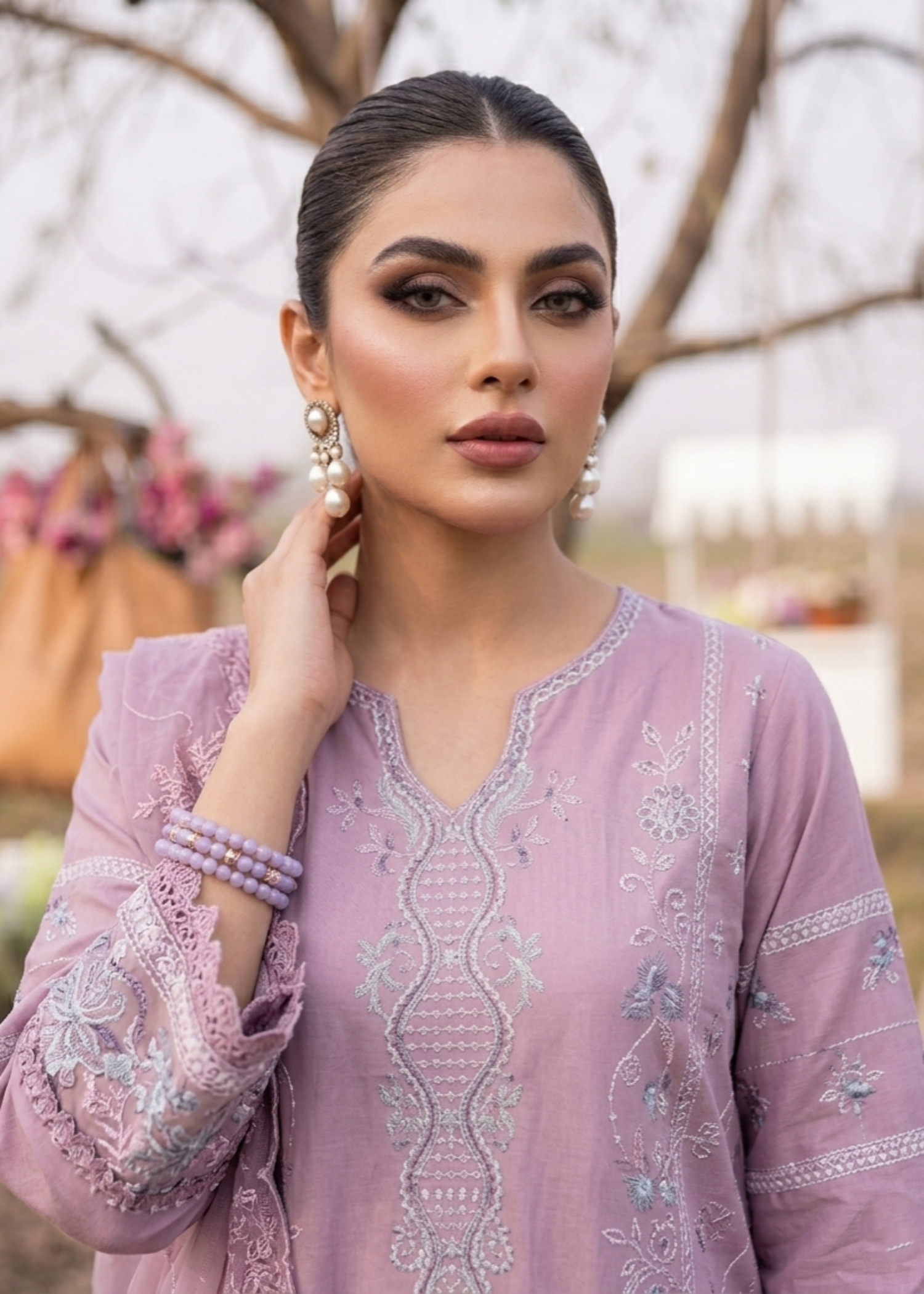 Shop Mauve Lawn Embroidered Suit Online in Dubai DXB UAE Abudhabi Meena Bazaar