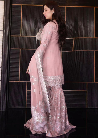 Shop Mauve Pink Chiffon Partywear Outfit Online in Sri Lanka India Australia