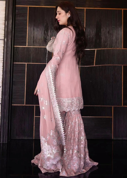 Shop Mauve Pink Chiffon Partywear Outfit Online in Sri Lanka India Australia