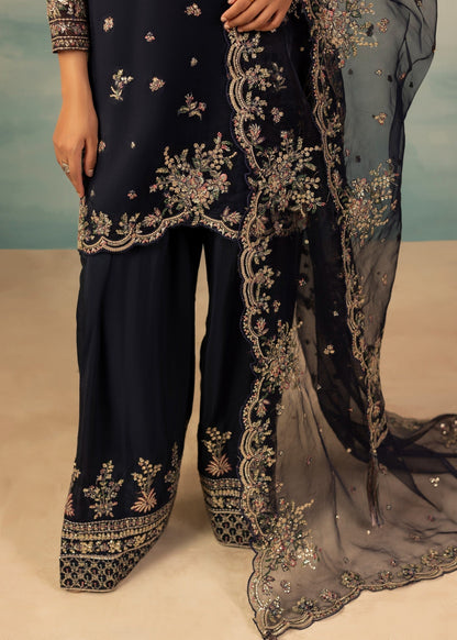 Shop Navy Blue Embroidered Raw Silk Pakistani Suit Online in Dubai DXB UAE Abudhabi Meena Bazaar