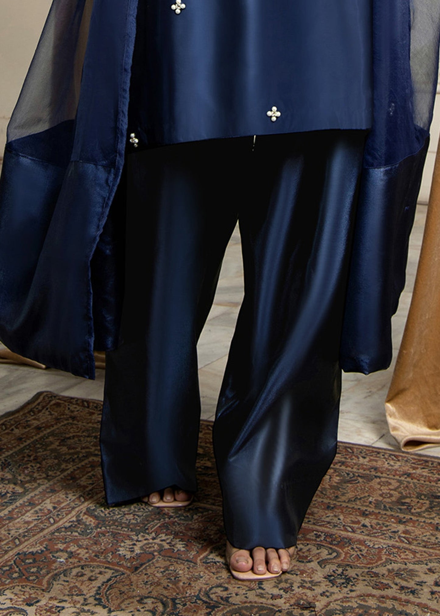 Shop Navy Blue Hand Embellished Farshi Shalwar Kameez Online in Sri Lanka India Australia