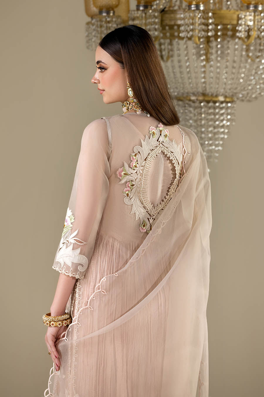 Shop Pastel Pink Ready to Wear Maxi Organza Suit Online in Dubai DXB UAE Abudhabi Meena Bazaar