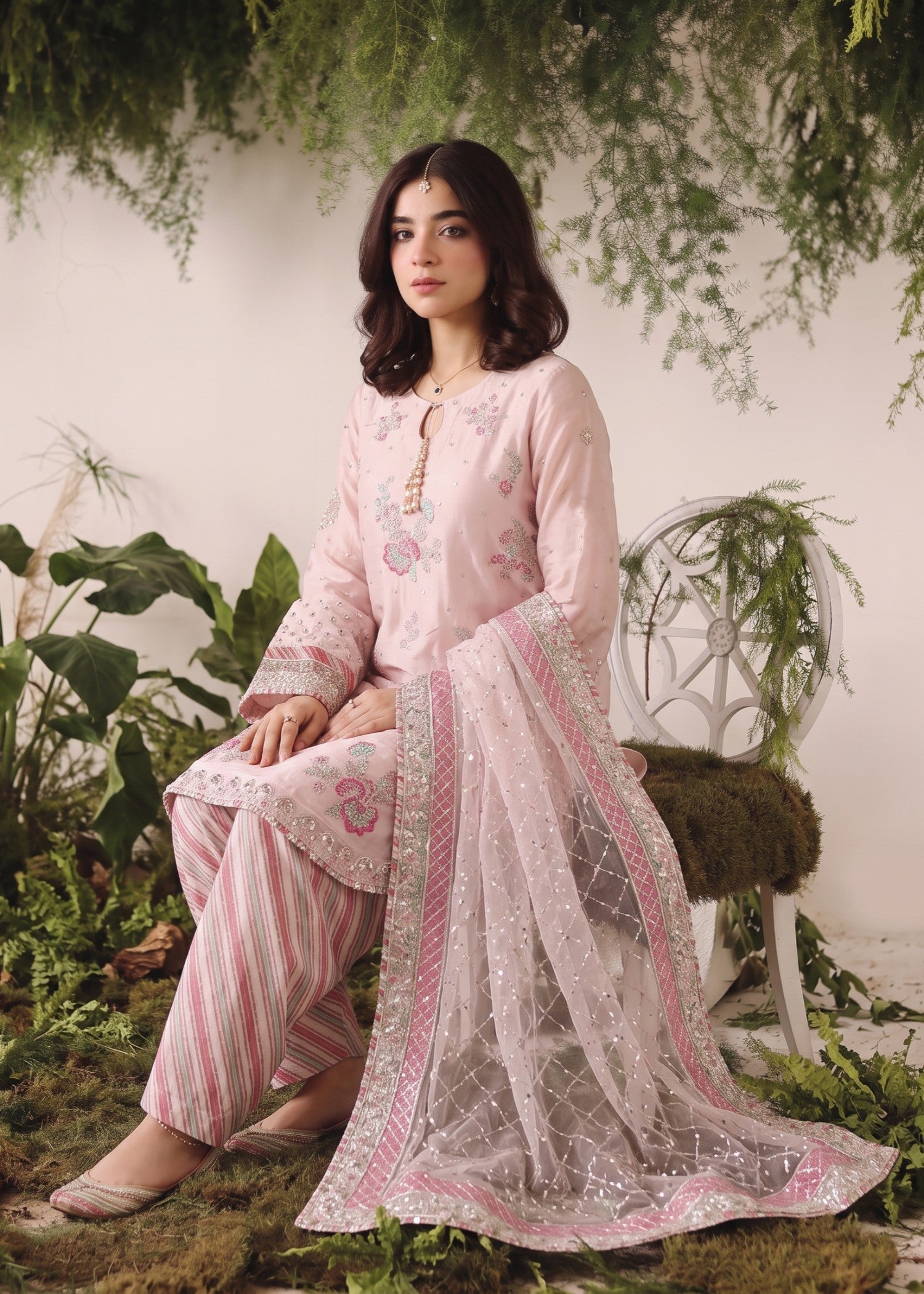 Shop Pink Embroidered Pakistani Suit Online in Dubai DXB UAE Abudhabi Meena Bazaar
