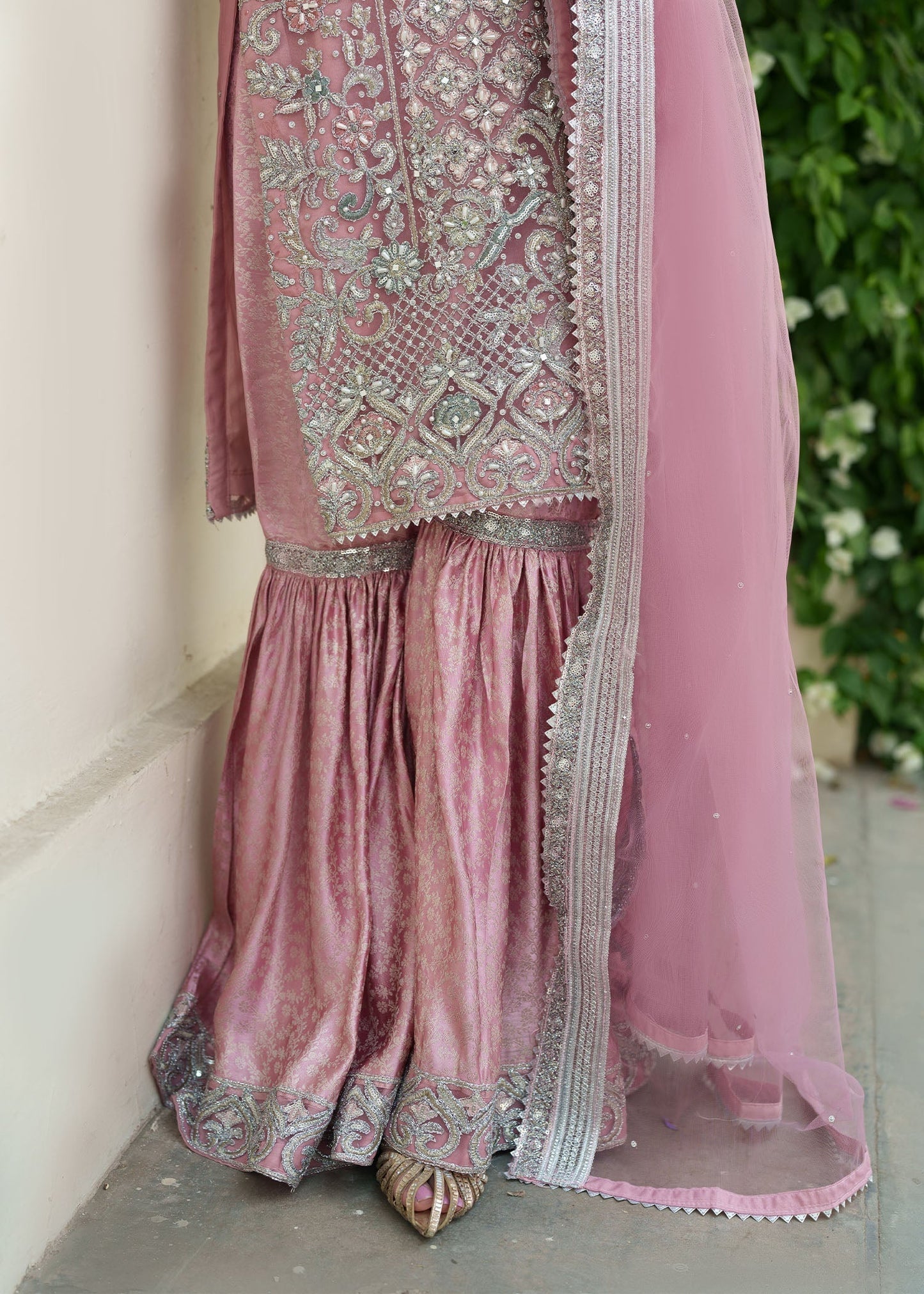Shop Pink Polyester Net Pakistani Suit Online in Dubai DXB UAE Abudhabi Meena Bazaar