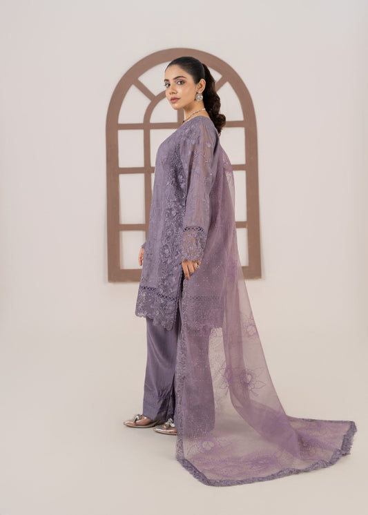 Shop Purple Block Print Organza Farshi Shalwar Online in Dubai DXB UAE Abudhabi Meena Bazaar