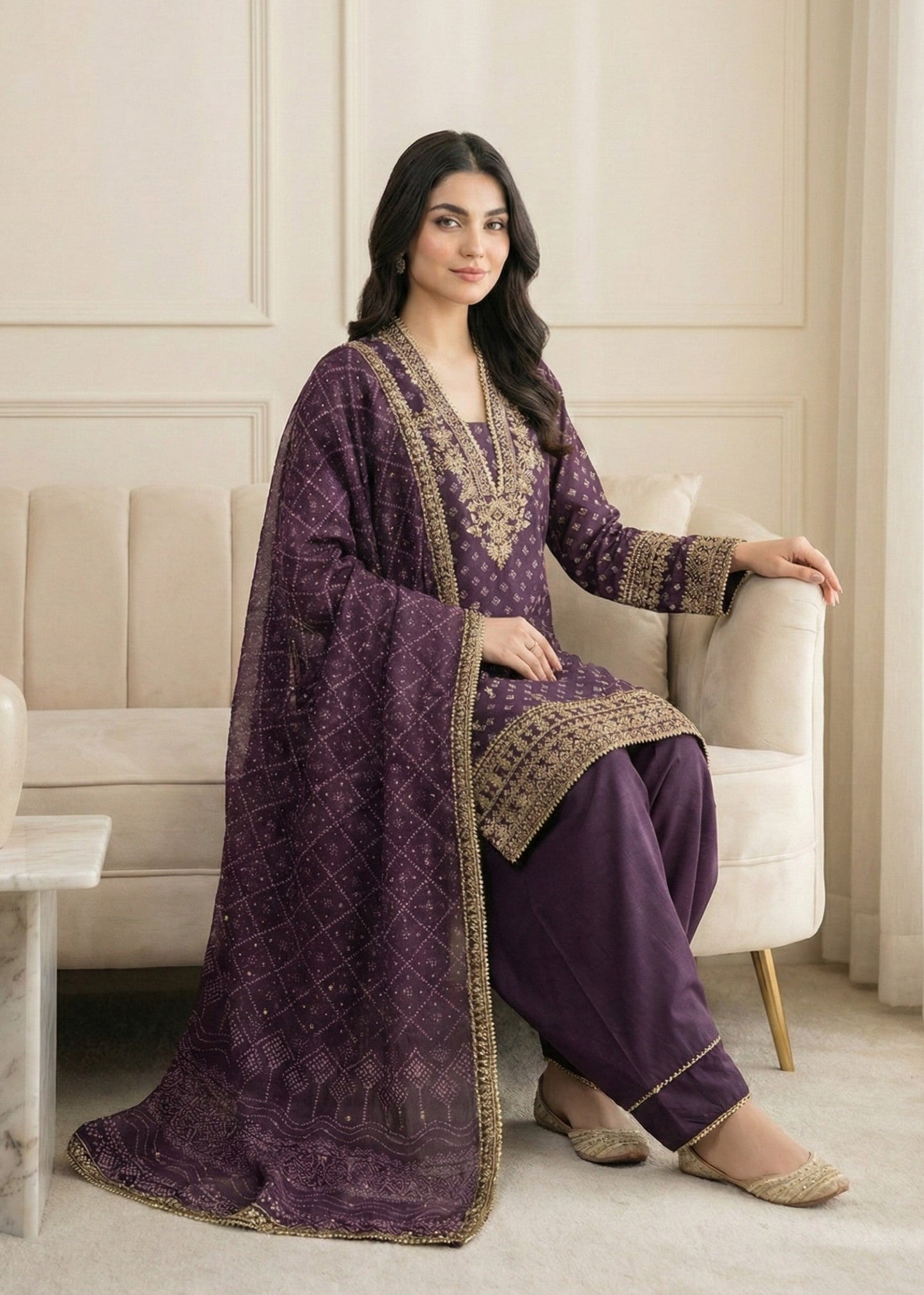 Shop Purple Chiffon Festive Farshi Shalwar Suit Online in Sri Lanka India Australia