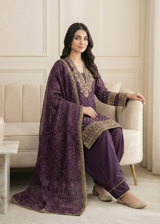 Shop Purple Chiffon Festive Farshi Shalwar Suit Online in Sri Lanka India Australia