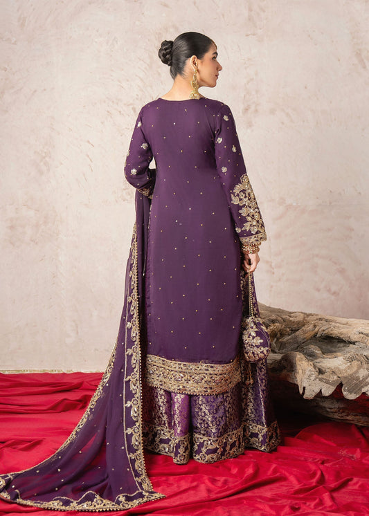Shop Purple Chiffon Long Kurta Plazzo Dupatta Online in Dubai DXB UAE Abudhabi Meena Bazaar