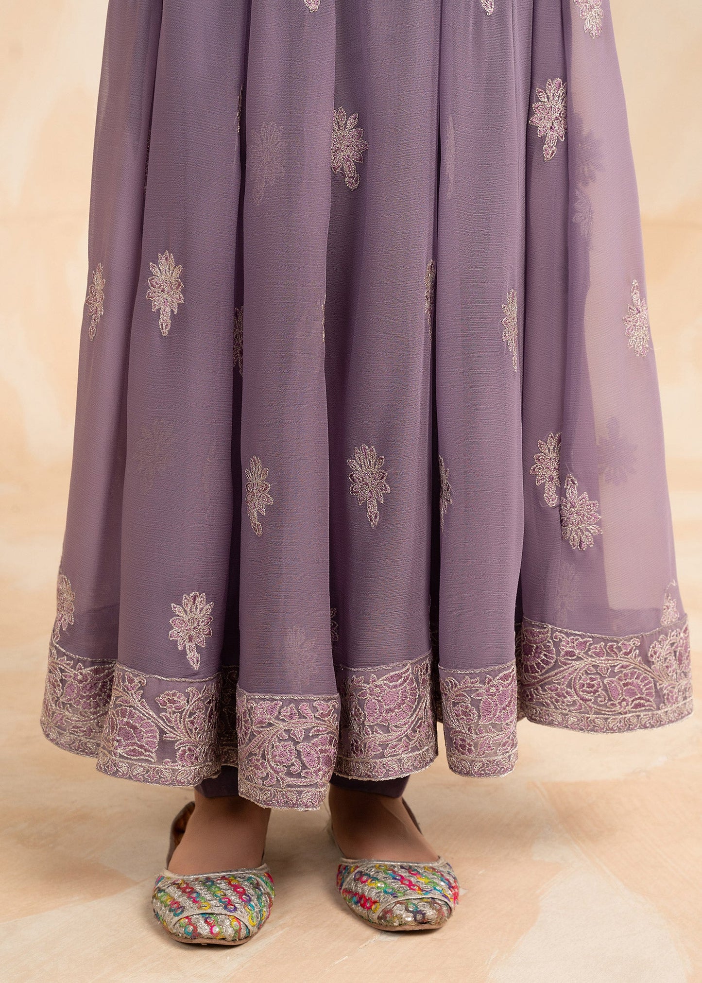 Shop Purple Embellished Chiffon Dupatta Set Online in Dubai DXB UAE Abudhabi Meena Bazaar