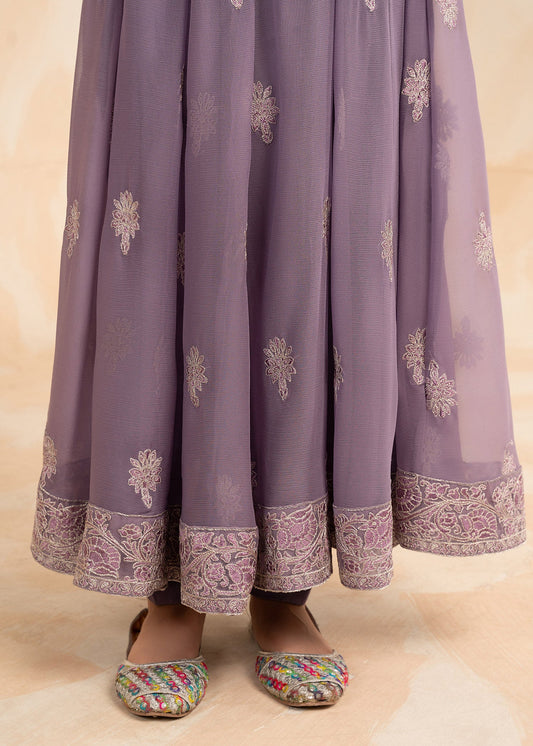 Shop Purple Embellished Chiffon Dupatta Set Online in Dubai DXB UAE Abudhabi Meena Bazaar
