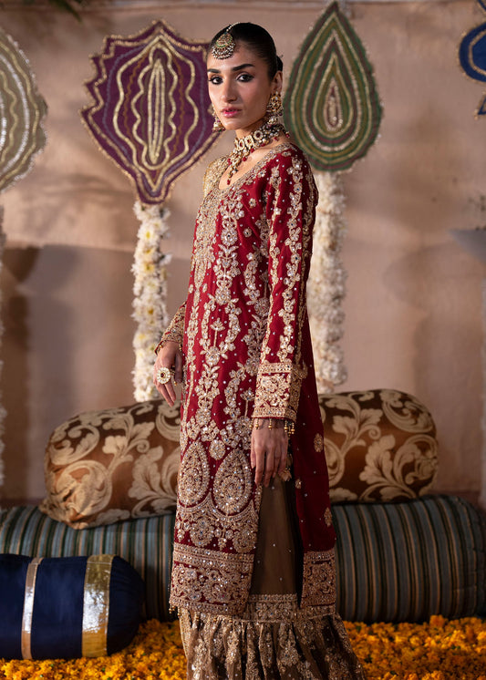 Shop Red Chiffon Gharara Party Wear Online in Dubai DXB UAE Abudhabi Meena Bazaar
