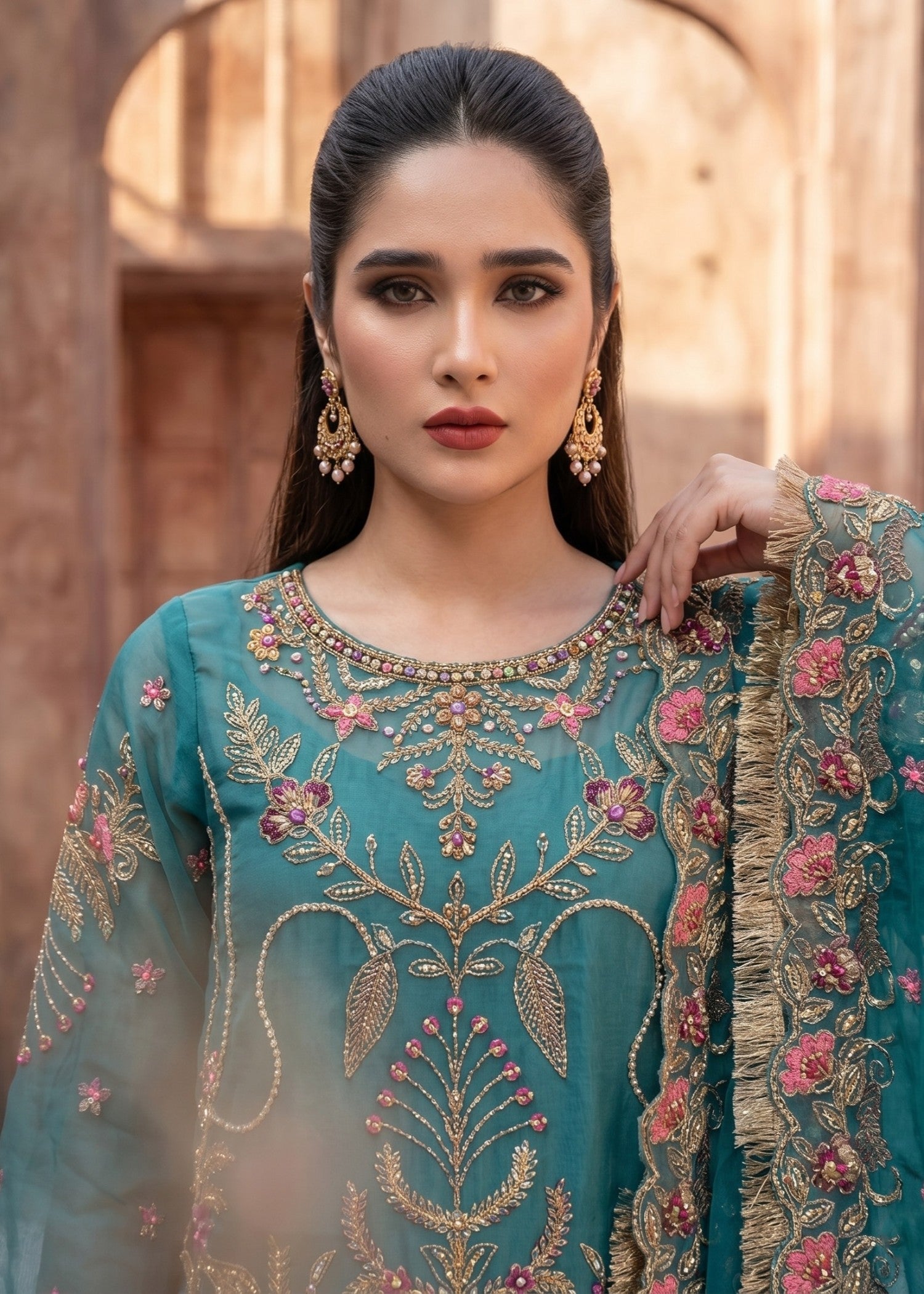 Shop Sea Green Organza Pakistani Suit Online in Dubai DXB UAE Abudhabi Meena Bazaar