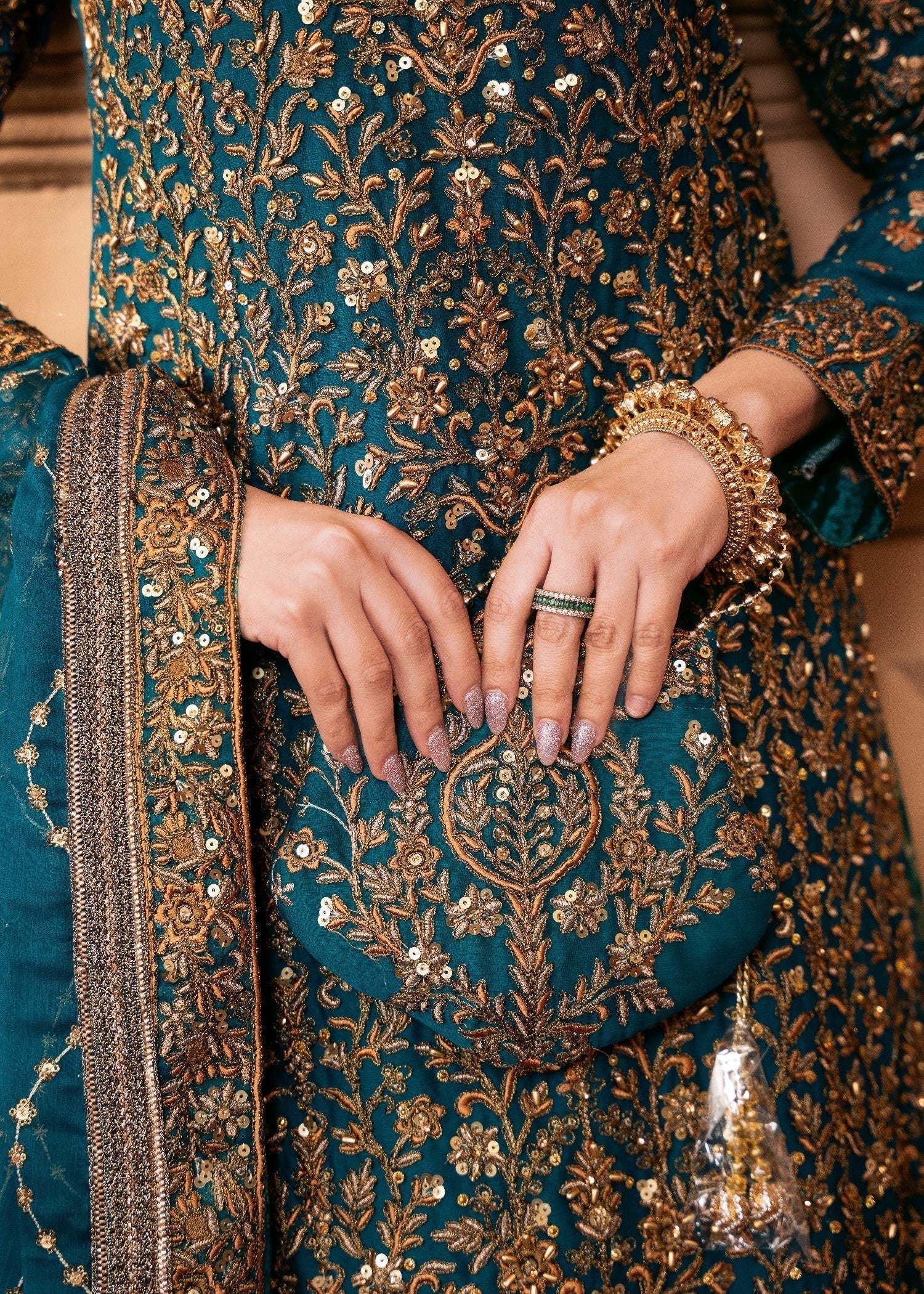 Shop Teal Chiffon Pakistani Lehenga Online in Dubai UAE Abudhabi Ajman Sharjah