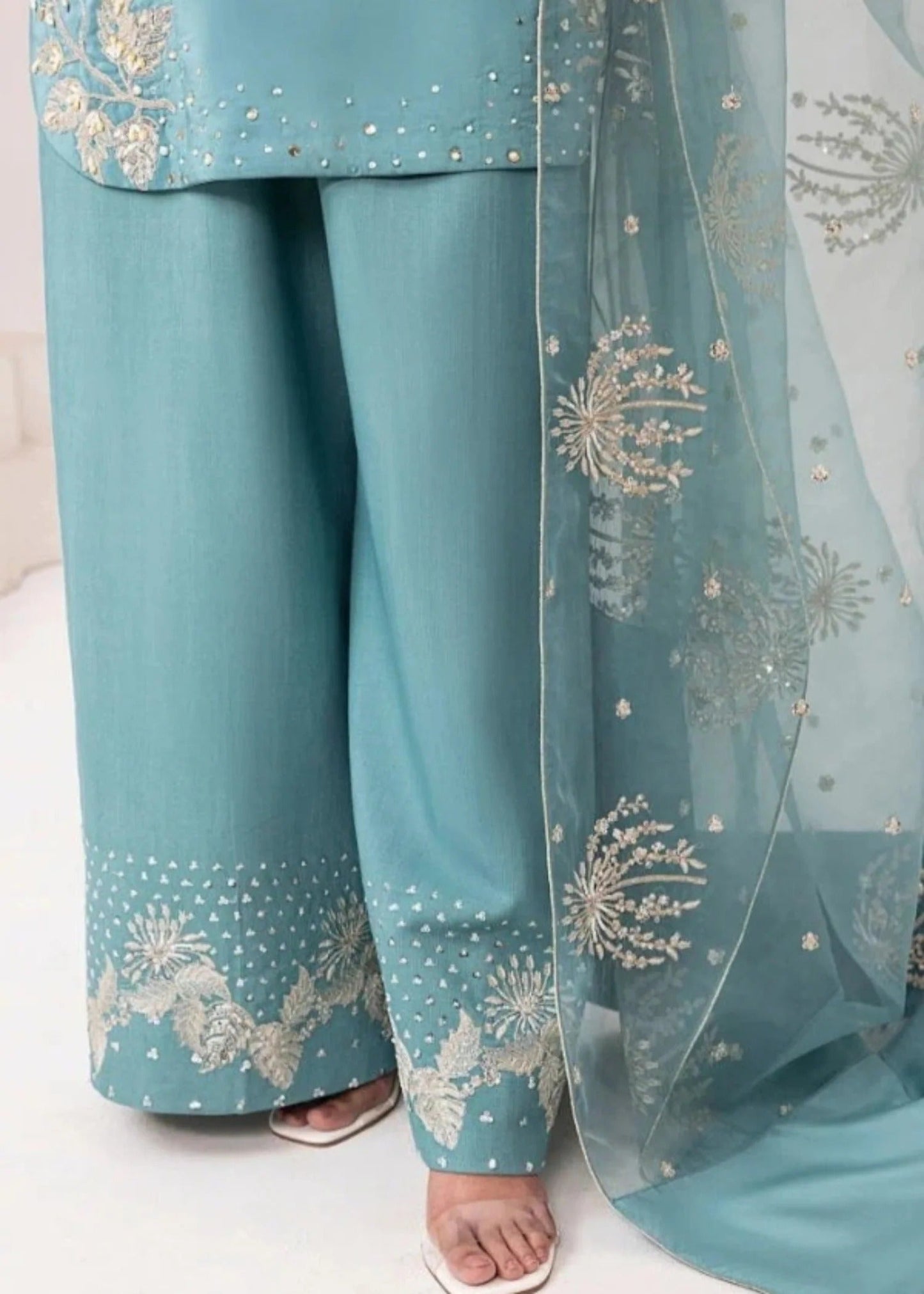 Short Kurta Embroidered Khaddar Dupatta Set Online in Dubai UAE Abudhabi Ajman Sharjah