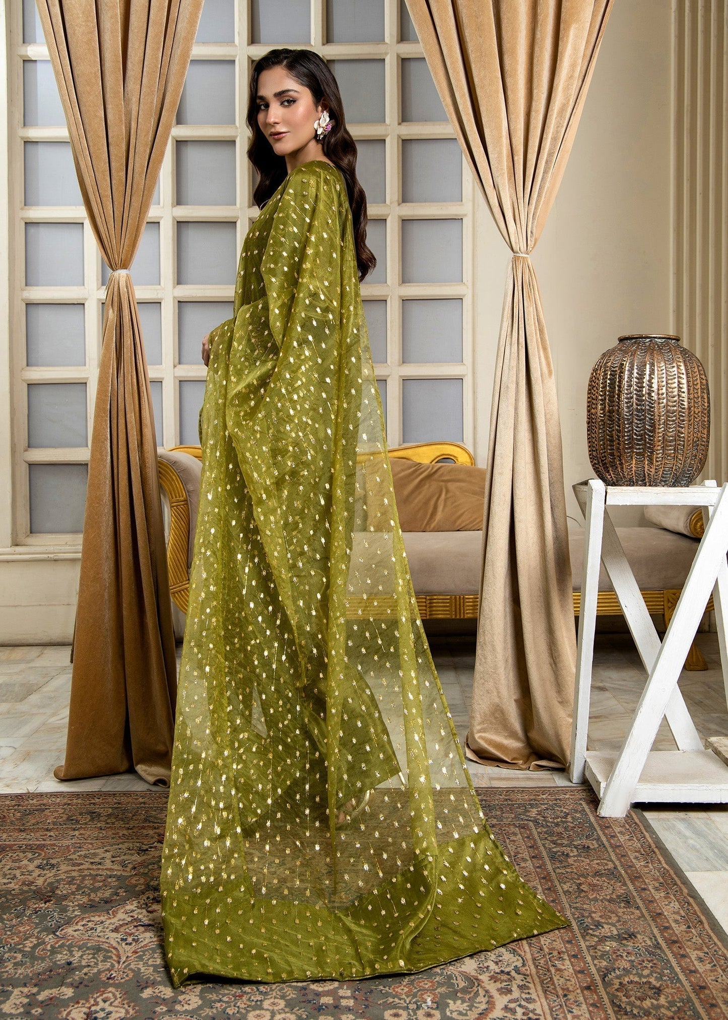 Short Kurta Farshi Shalwar Olive Green Kattan Silk Online in Dubai DXB UAE Abudhabi Meena Bazaar