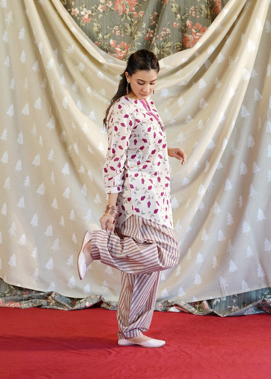 Short Kurta with Gathered Sleeves and Shalwar Online in Sri Lanka India Australia
