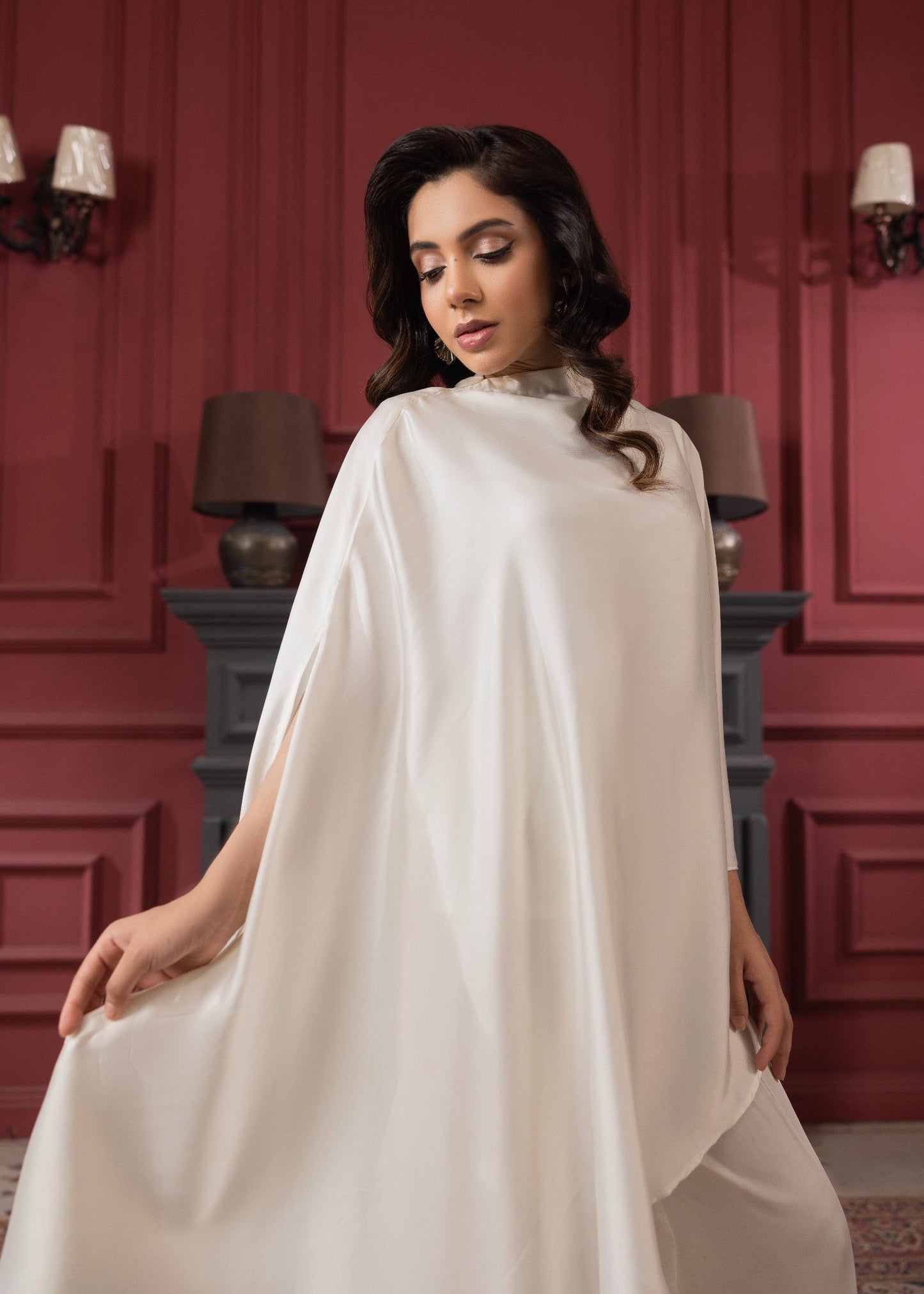 Silk Cape Style Plazzo Suit for Women Online in Dubai DXB UAE Abudhabi Meena Bazaar