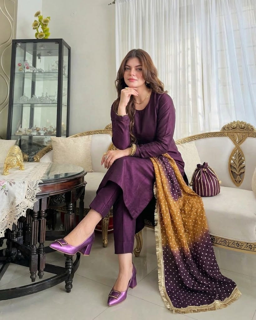 Silk Chunri Print Salwar Kameez Online in KSA Riyadh Saudi Arabia Oman Bahrain Qatar