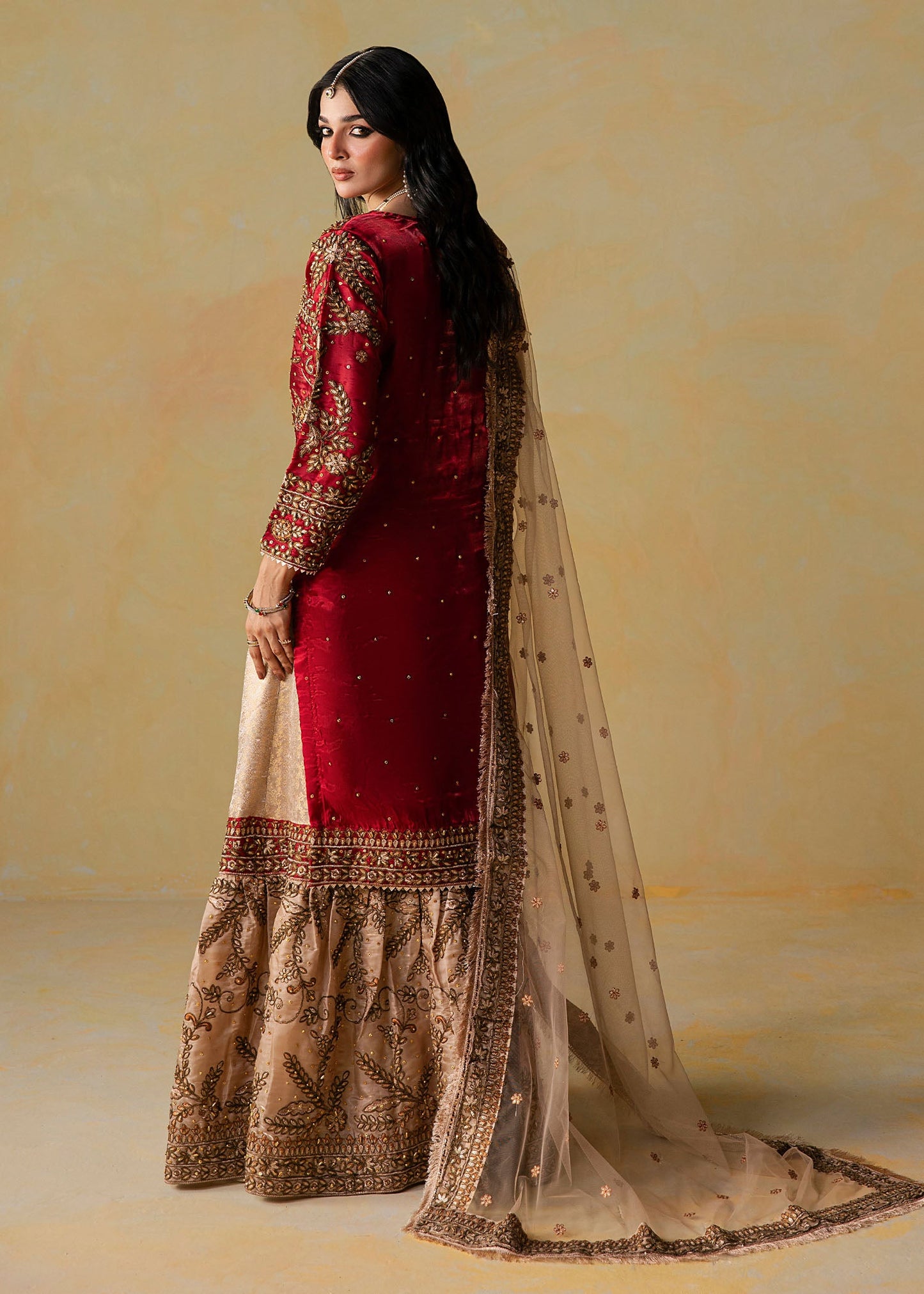 Silk Embroidered Gharara Suit for Ladies Online in KSA Riyadh Saudi Arabia Oman Bahrain Qatar
