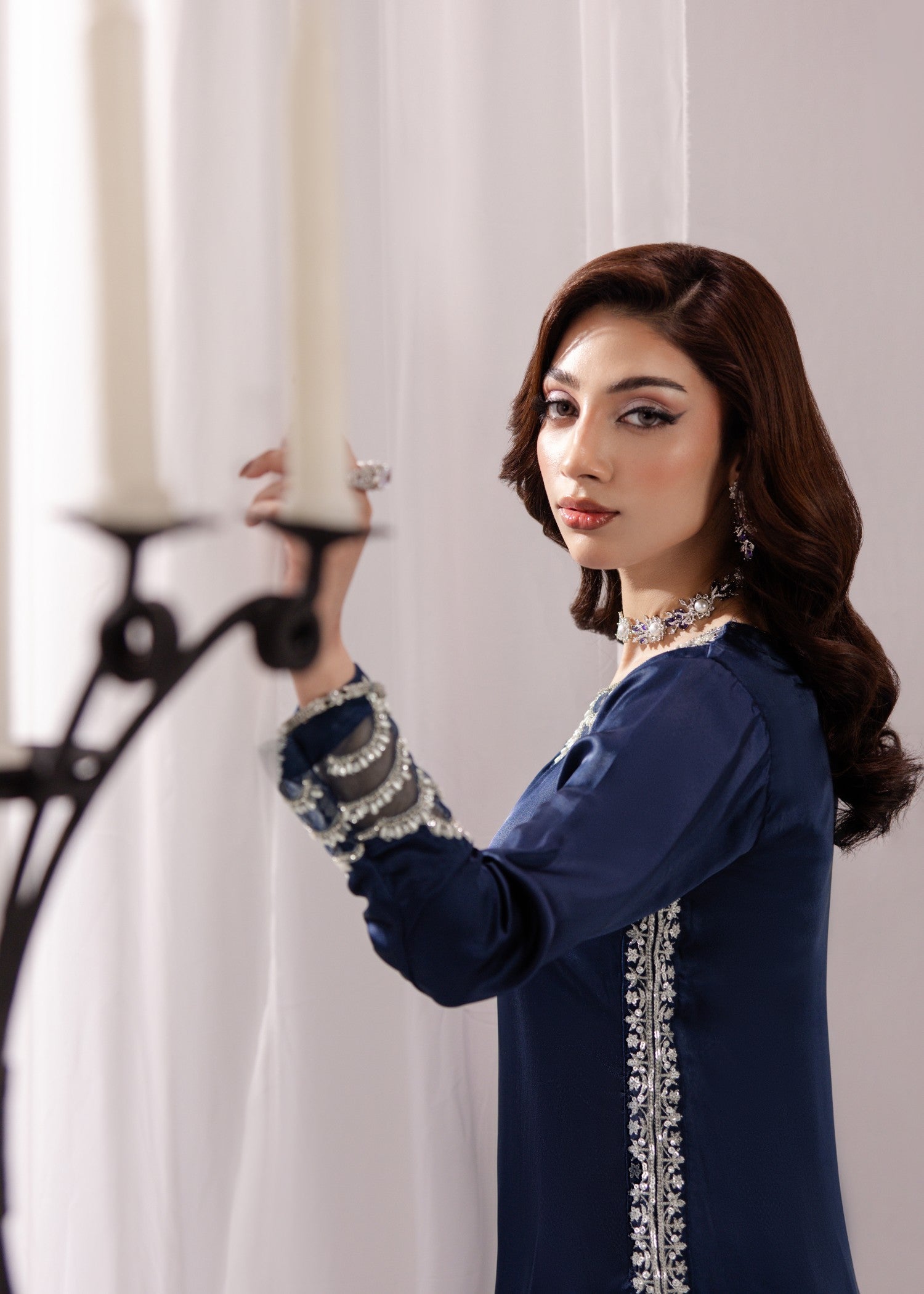 Silk Kurta with Organza Dupatta Adda Work Online in Sri Lanka India Australia