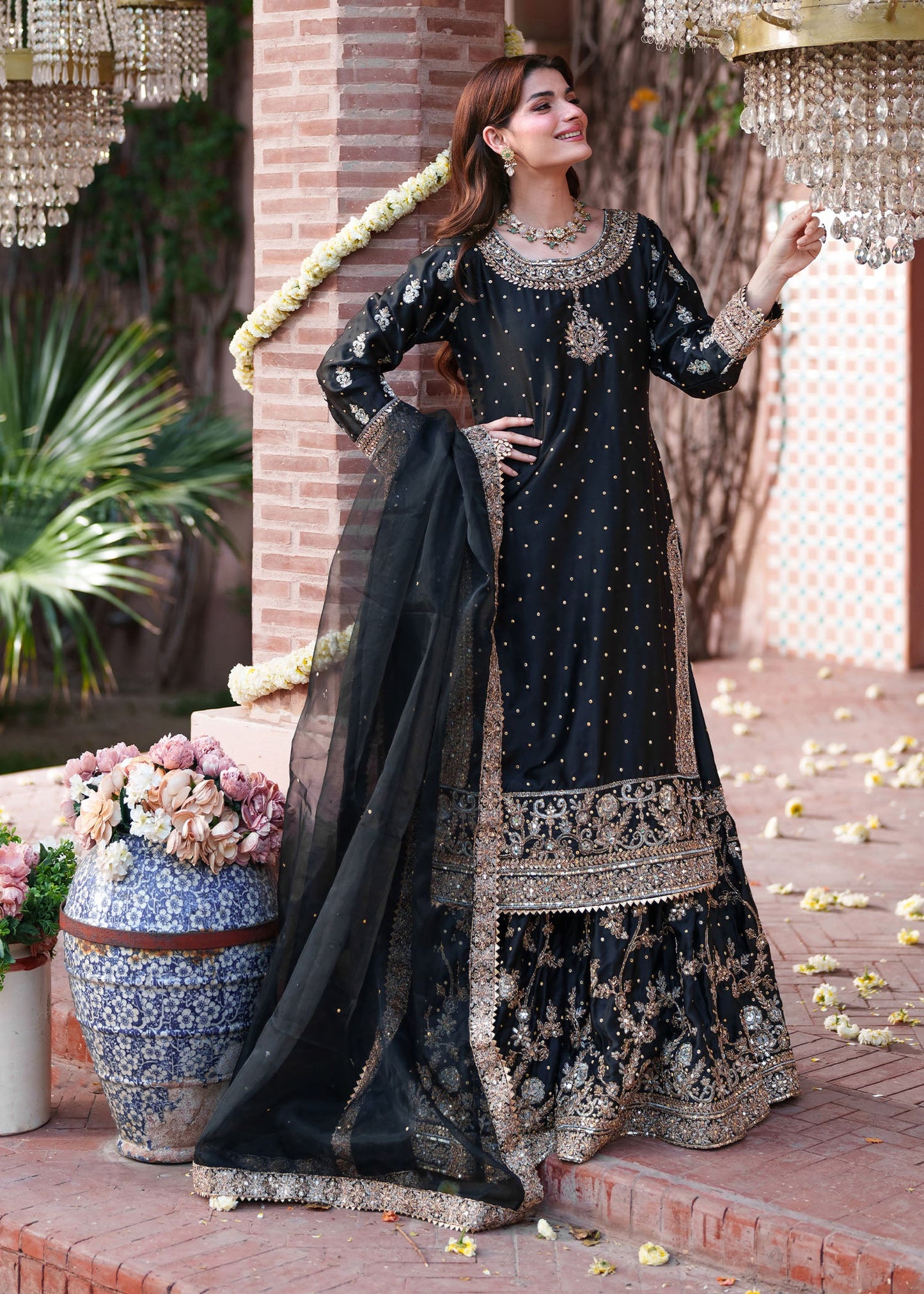 Silk Kurti Lehenga Set Black Color Online in Sri Lanka India Australia