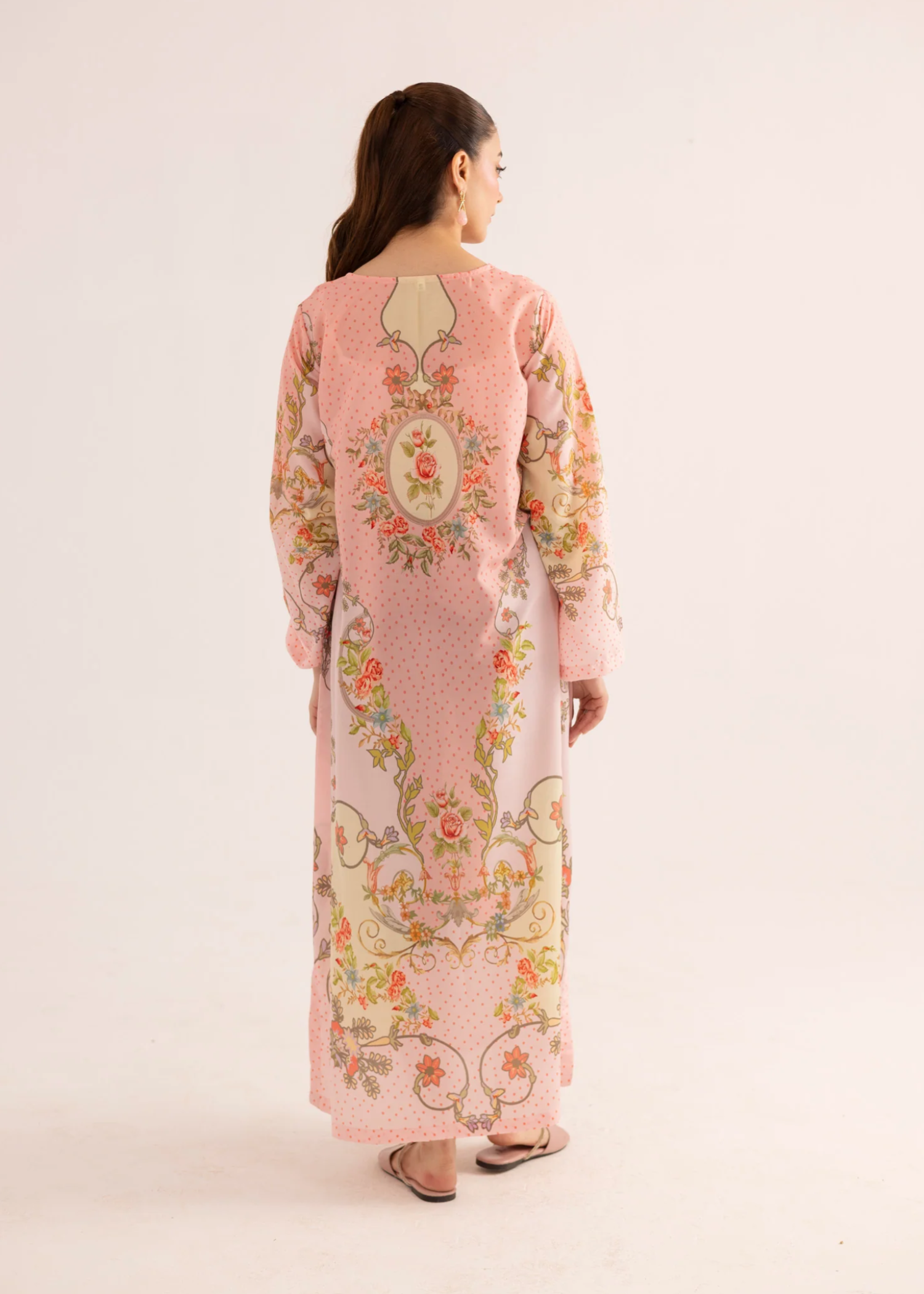 Silk Lawn Peach Kaftan Online in Sri Lanka India Australia