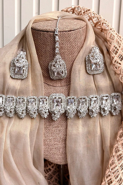 Silver Azmira Choker Set for weddings Online in Dubai UAE Abudhabi Ajman Sharjah