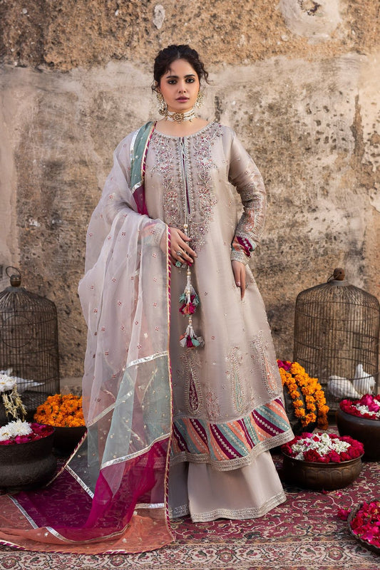 Silver Embellished Silk Pishwas Sharara Gharara Online in Dubai UAE Abudhabi Ajman Sharjah