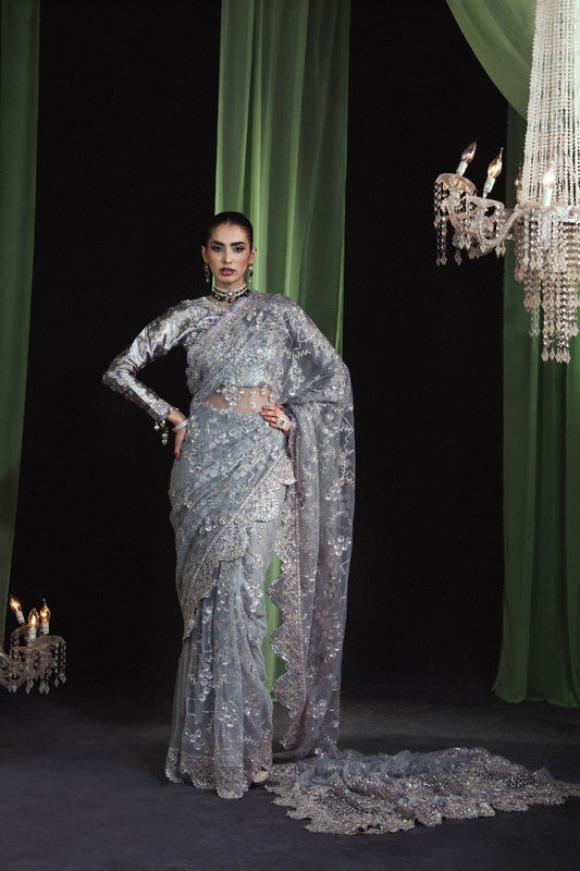 Silver Embroidered Masuri Wedding Saree Online in Dubai UAE Abudhabi Ajman Sharjah