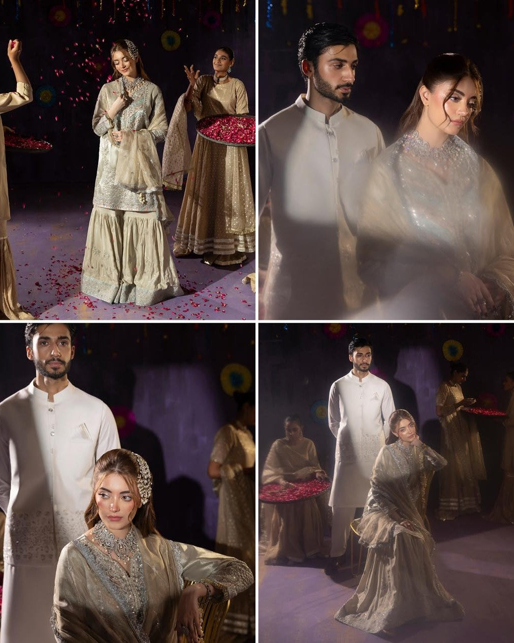 Silver Hand Embellished Pakistani Wedding Gharara Online in KSA Riyadh Saudi Arabia Oman Bahrain Qatar