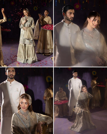 Silver Hand Embellished Pakistani Wedding Gharara Online in KSA Riyadh Saudi Arabia Oman Bahrain Qatar