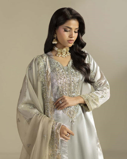 Silver Hand Embellished Silk Gharara Online in Sri Lanka India Australia