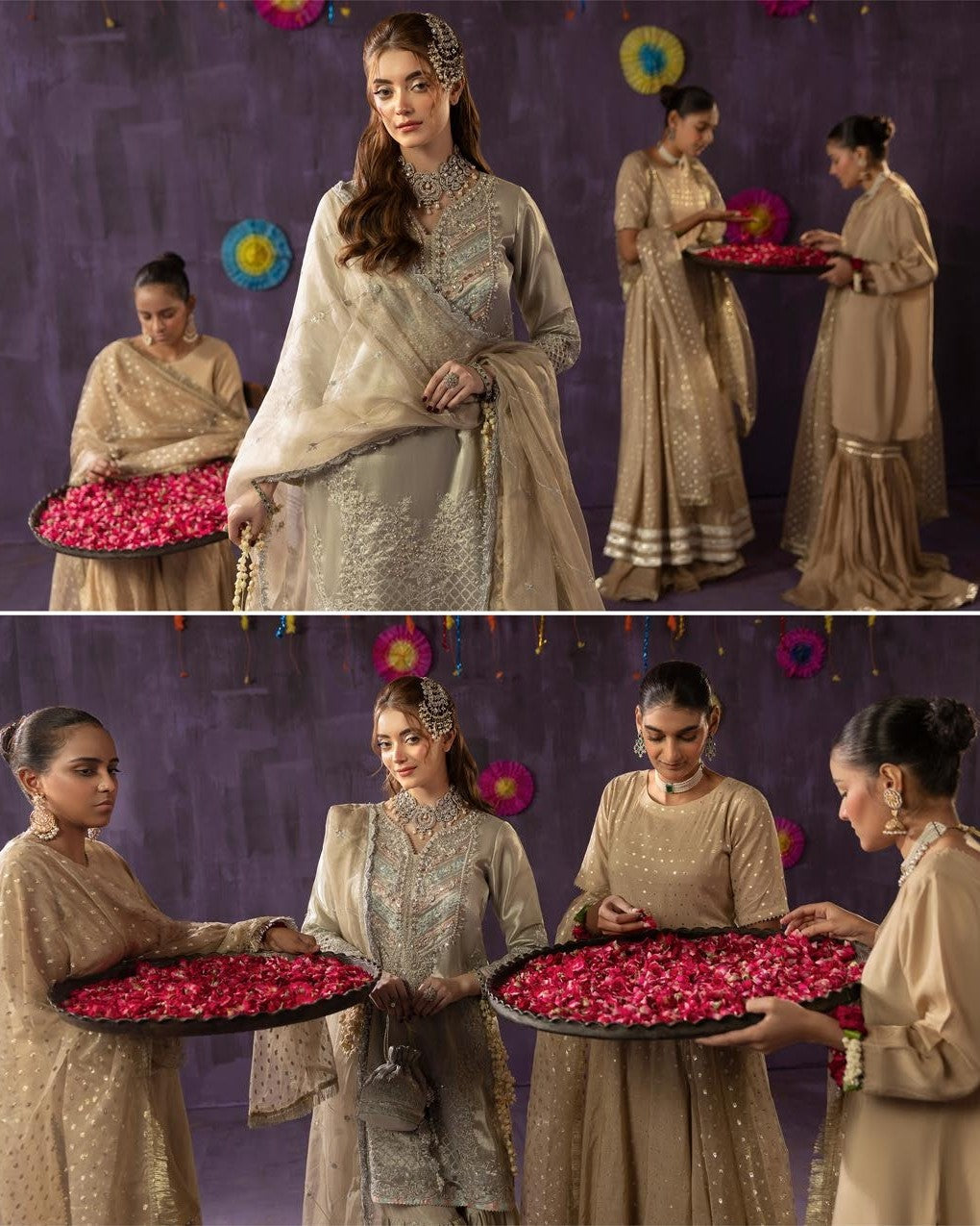 Silver Lama Tissue Embroidered Shirt with Maisori Dupatta Online in Sri Lanka India Australia
