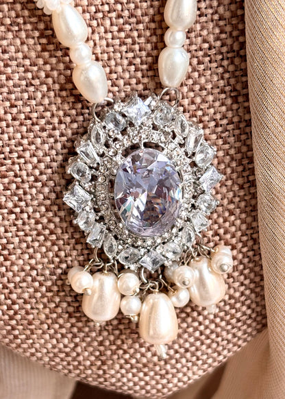 Silver Mala Set with Earrings Online in UK USA Canada