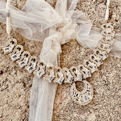 Silver Stone Work Necklace Set for Evening Events Online in UK USA Canada