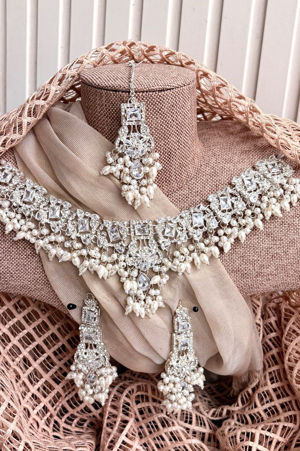 Silver Stone Work Necklace Set Online in Dubai UAE Abudhabi Ajman Sharjah