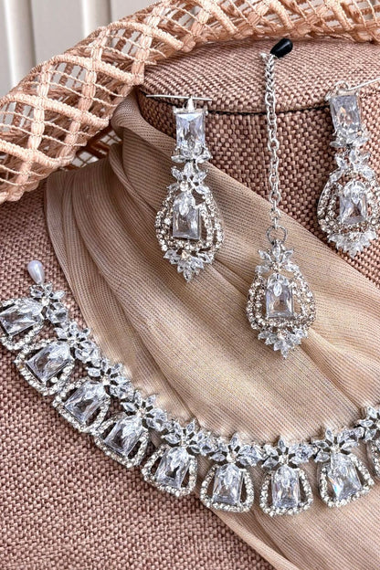 Silver Stone Work Necklace Set Online in Dubai UAE Abudhabi Ajman Sharjah