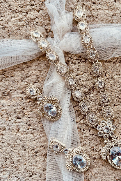 Silver Stone Work Necklace Set Online in Dubai UAE Abudhabi Ajman Sharjah