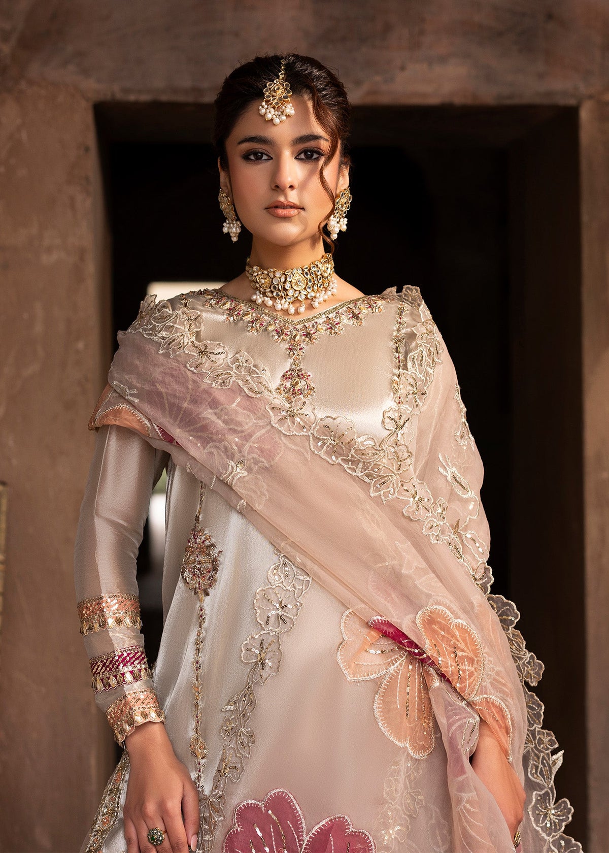 Silver Tissue Sharara with Net Bottom Online in Dubai DXB UAE Abudhabi Meena Bazaar