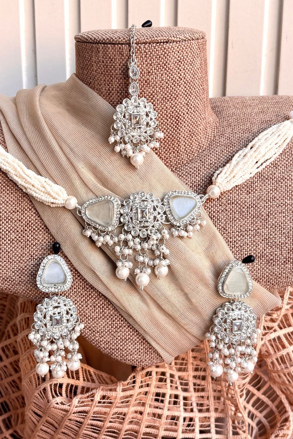 Silver Ziraya Choker Jewellery Set Online in Dubai UAE Abudhabi Ajman Sharjah
