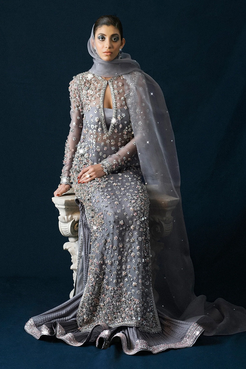 Grey Handmade Bridal Couture