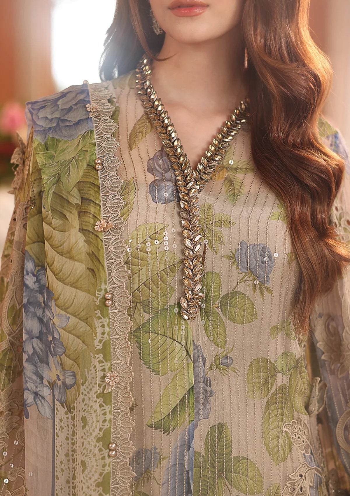 Skin Chiffon Unstitched Suit Online in Sri Lanka India Australia
