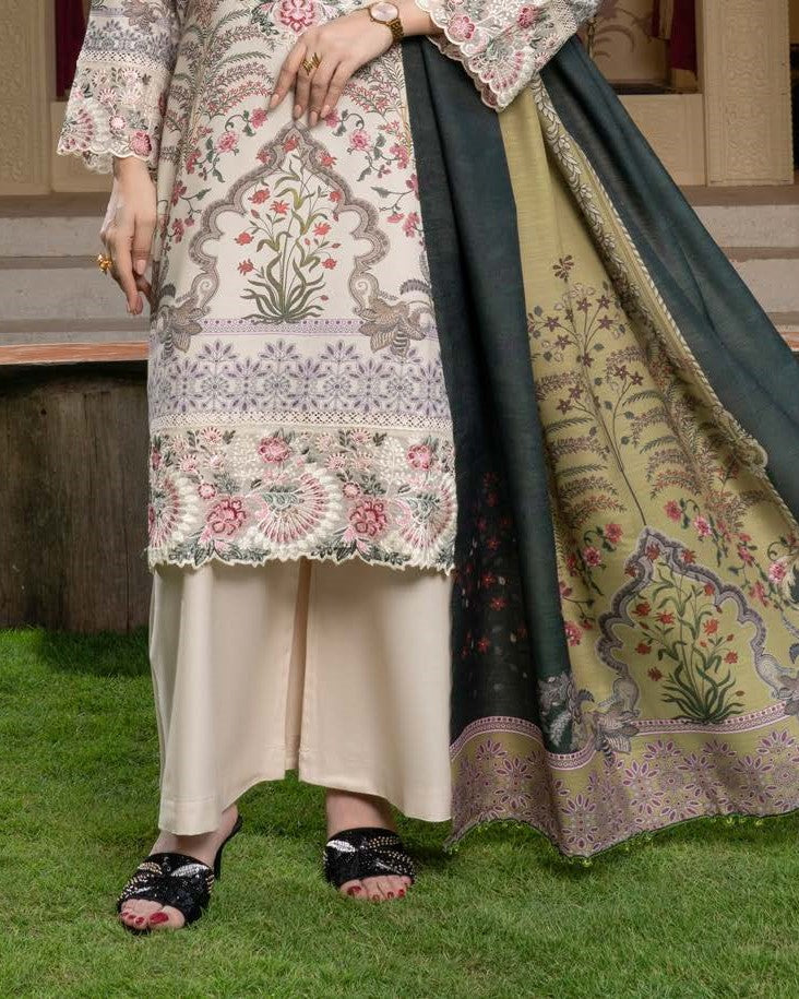 Skin Dhanak Embroidered Pakistani Suit with Wool Shawl Online in Sri Lanka India Australia